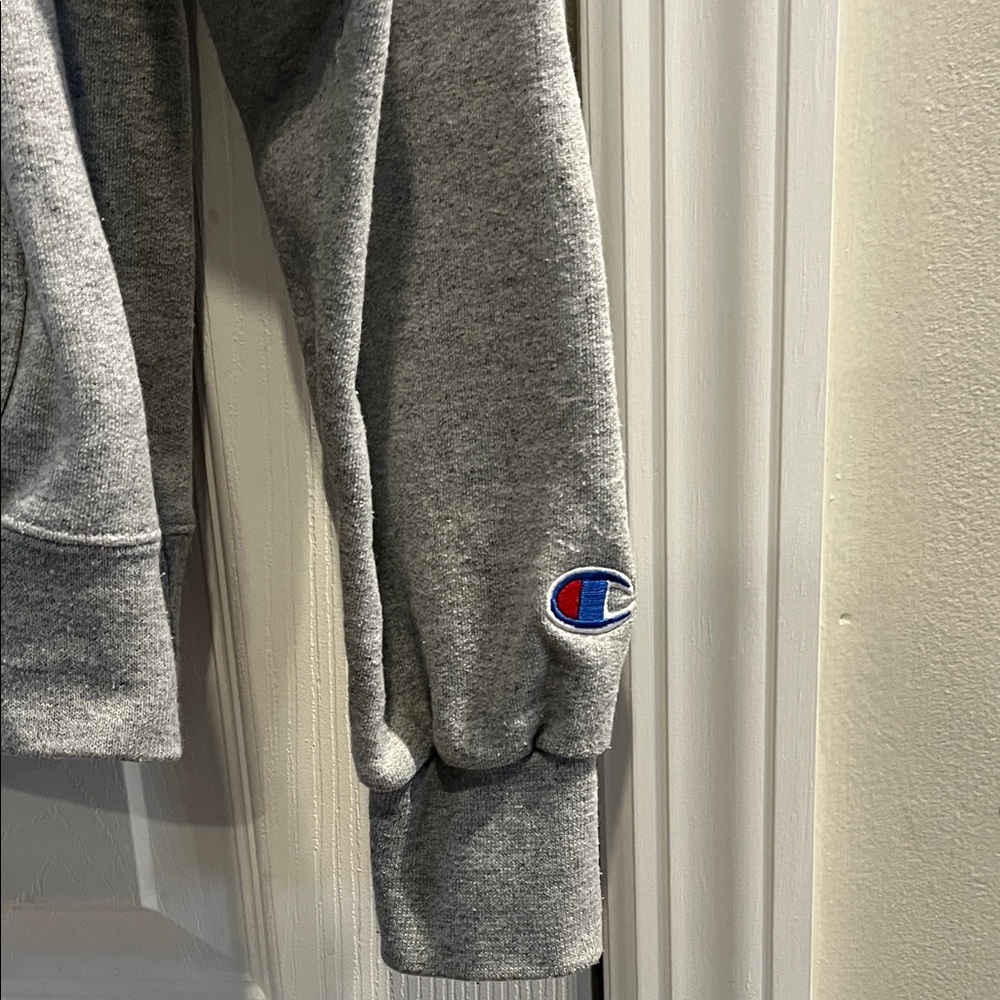 Champion Heather Gray Hoodie with Pink Boston Logo - Picture 3 of 3